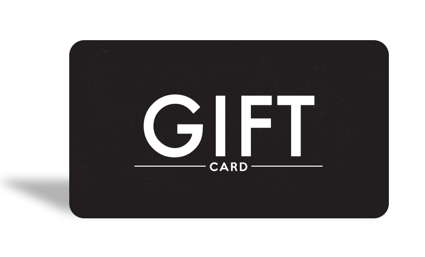 A black gift card sitting on top of a table.